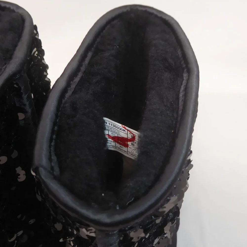 UGG Kids Black Sequin Classic Short Boot